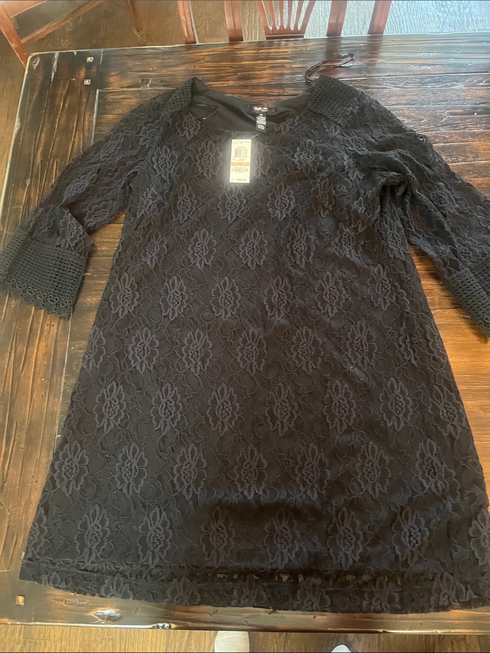 Black Lace Shift Dress - NWT arm coverage size 2X-plus wedding guest dress